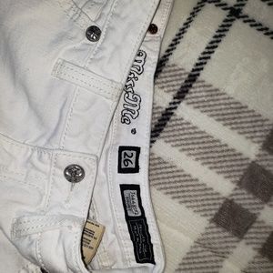 White miss me shorts